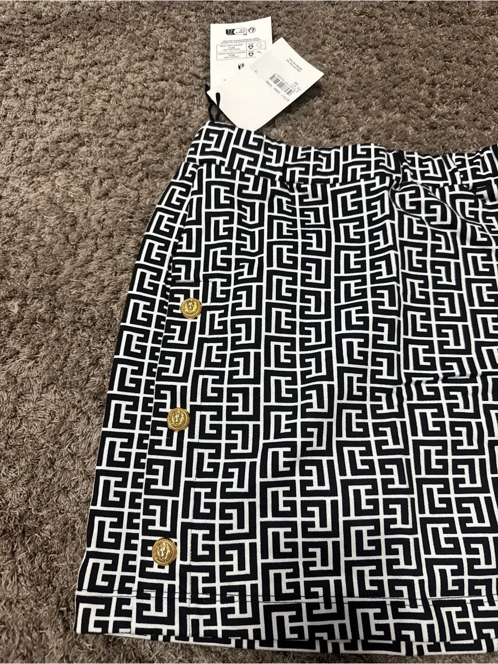 BALMAIN Girls Monogram Logo Skirt in Black